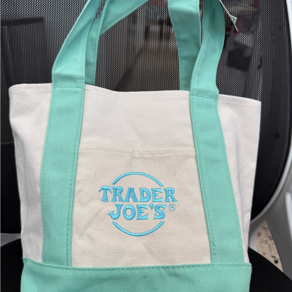 Trader Joe's Mint Green and Cream Tote Bag